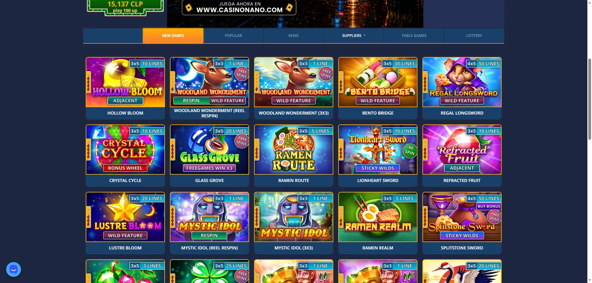Tragamonedas y juegos de casino online en Nano Casino Chile