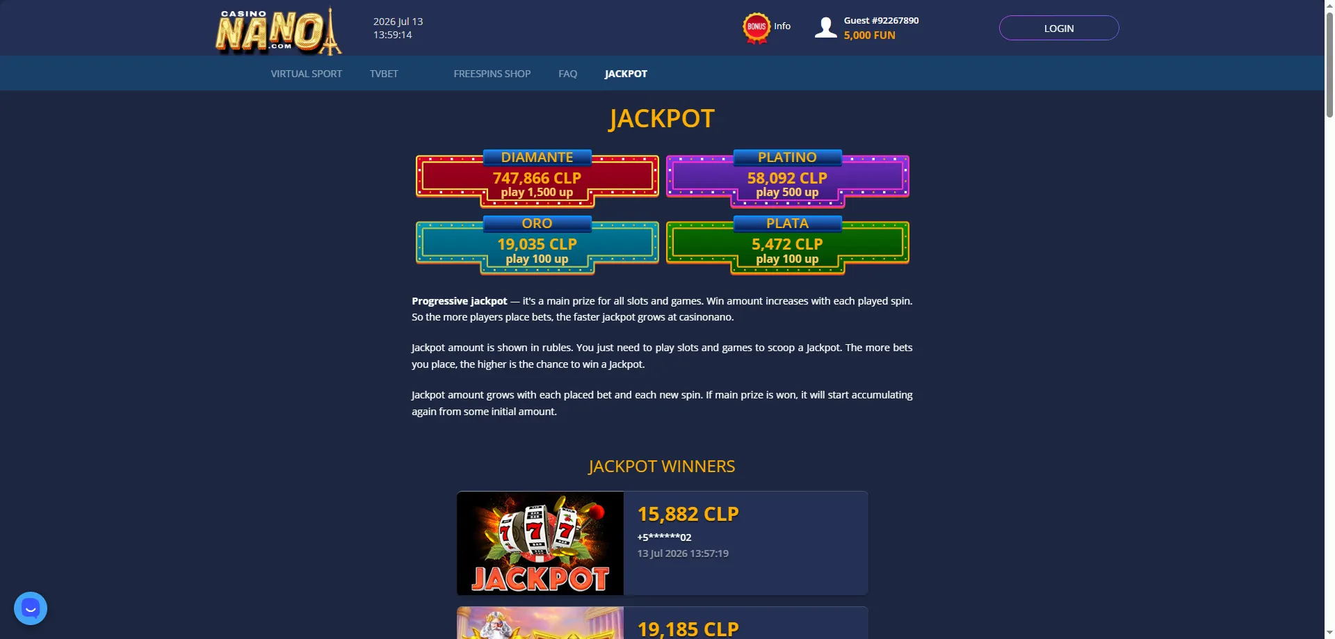 Nano Casino bono cashback semanal y promociones para Chile